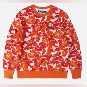 NEW Solana Hills Oversized Camo Orange & White Crewneck Sweatshirt Large